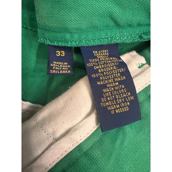 Polo Ralph Lauren Men's Green Whale Embroidered Chino Shorts Sz 33 9" Inseam - Picture 4 of 4